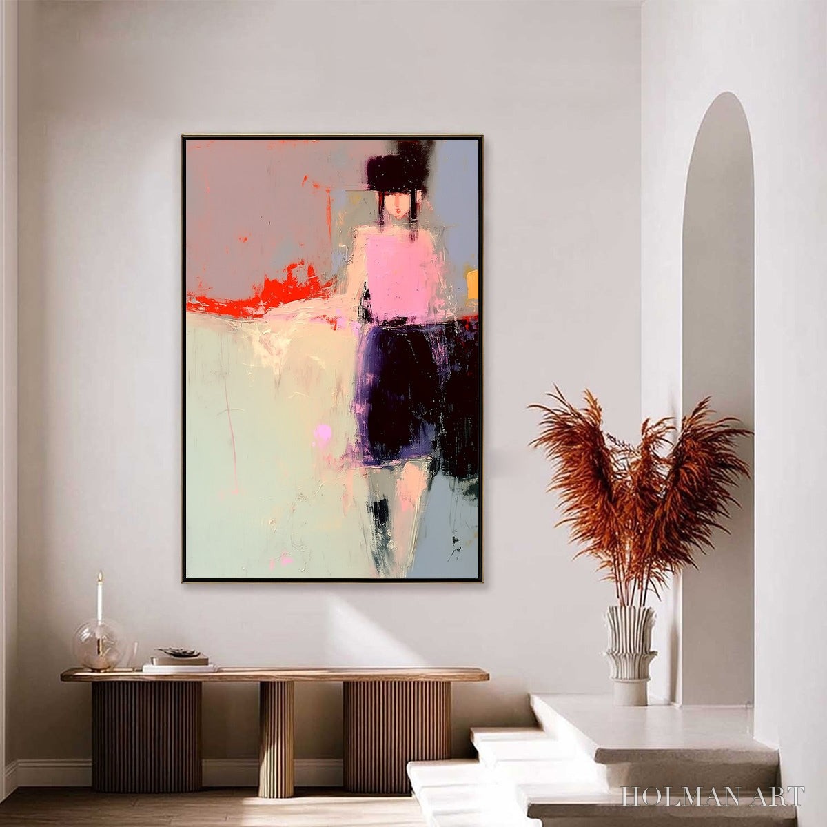 HOLMAN ART Urban Muse – Abstract Figurative Portrait Oil Painting - image 4