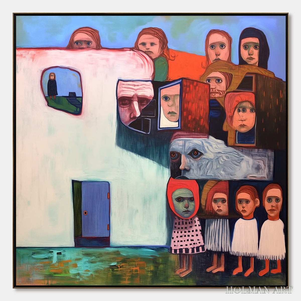 HOLMAN ART Community of Souls – Colorful Figurative Portrait Painting - image 1
