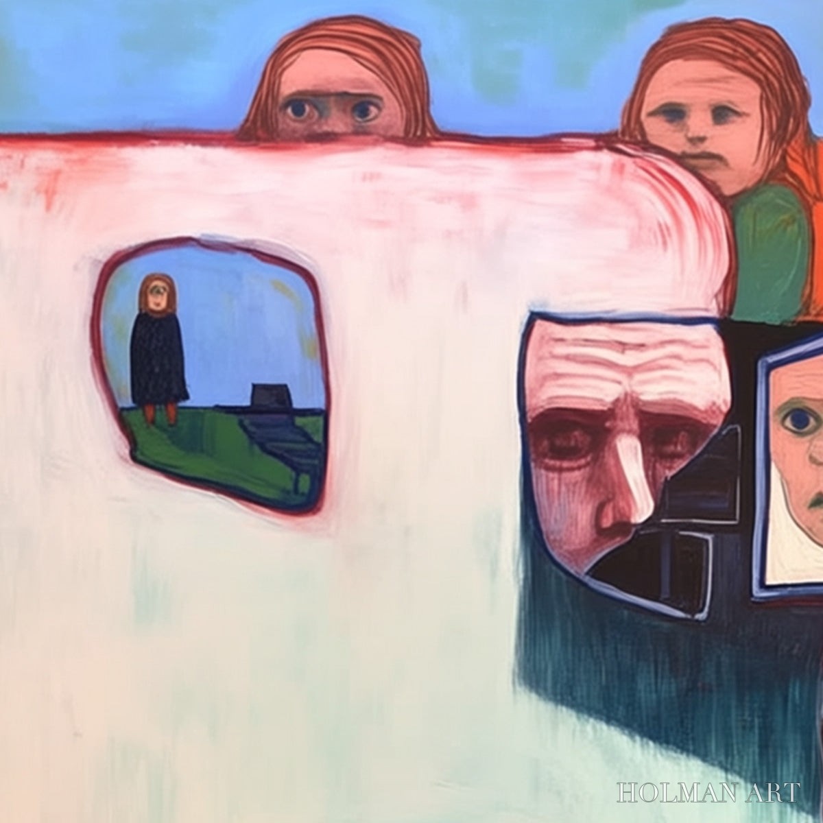 HOLMAN ART Community of Souls – Colorful Figurative Portrait Painting - image 5