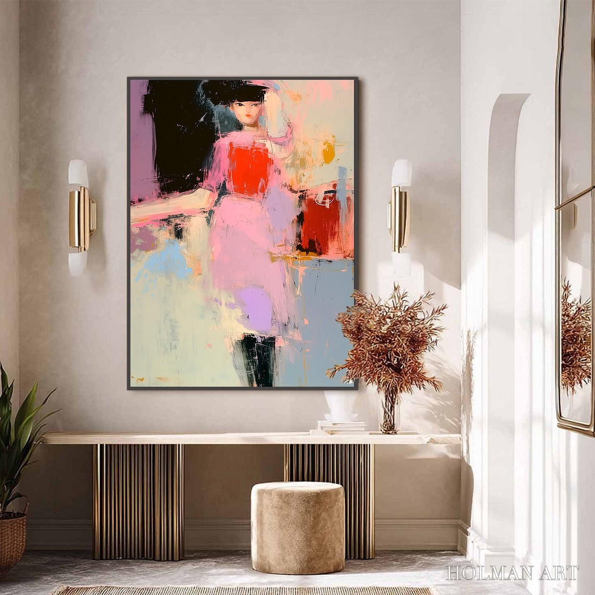HOLMAN ART Enigma in Pink – Modern Abstract Figurative Portrait Painting - image 6