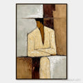 HOLMAN ART Contemplation – Textured Abstract Figurative Portrait Oil Painting - image 1