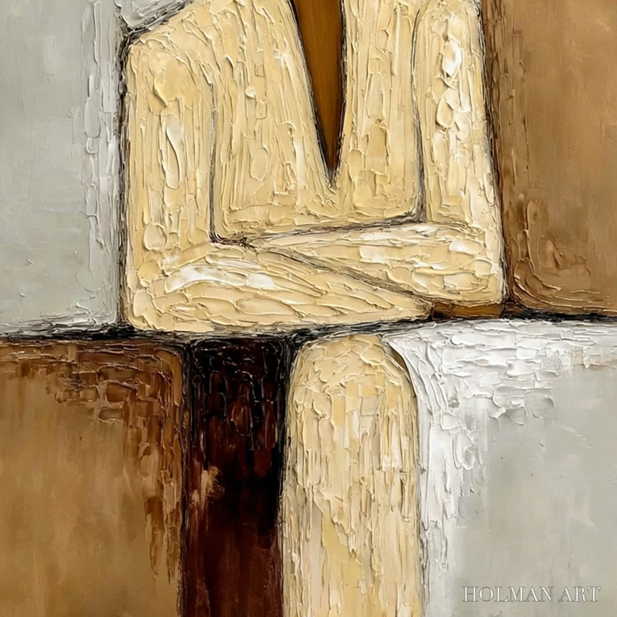 HOLMAN ART Contemplation – Textured Abstract Figurative Portrait Oil Painting - image 5