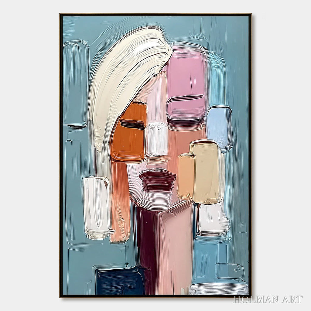 HOLMAN ART Composure – Textured Abstract Figurative Oil Painting - image 1