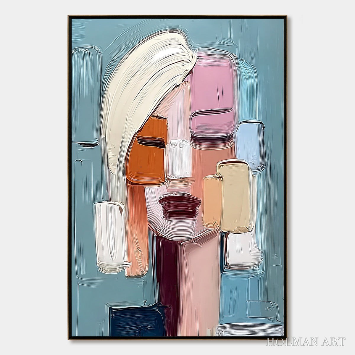 HOLMAN ART Composure – Textured Abstract Figurative Oil Painting - image 1