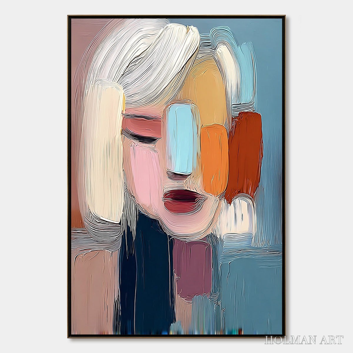 HOLMAN ART Inner Gaze – Colorful Abstract Figurative Portrait Painting - image 1