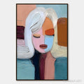 HOLMAN ART Quiet Contemplation – Textured Abstract Portrait Oil Painting - image 1