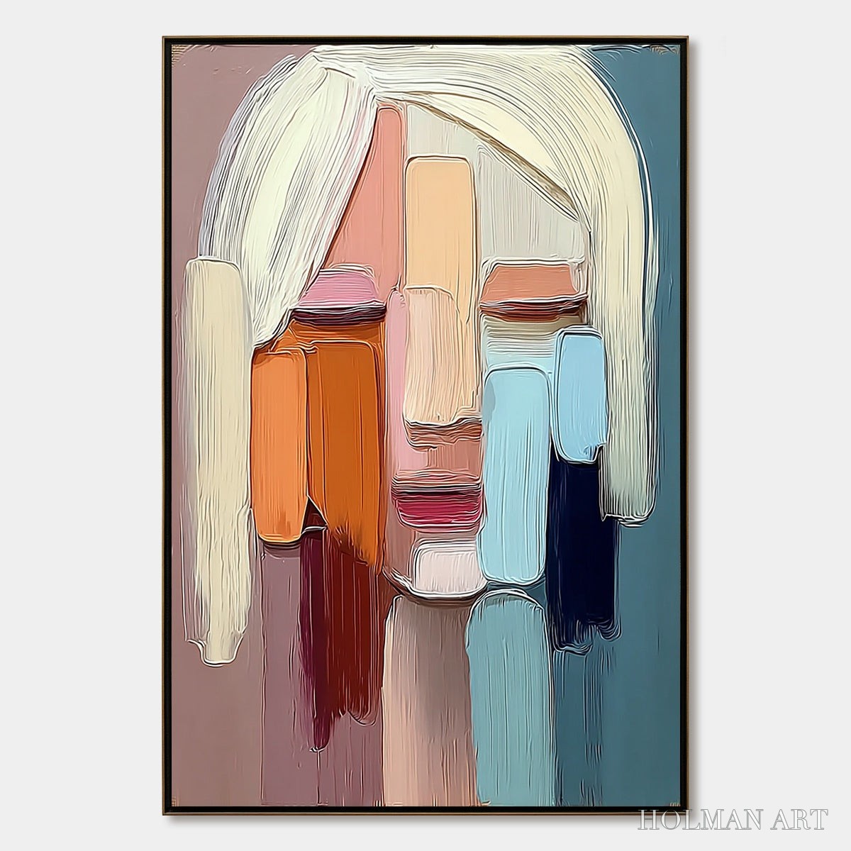 HOLMAN ART Facets – Expressive Abstract Portrait Impasto Oil Painting - image 1