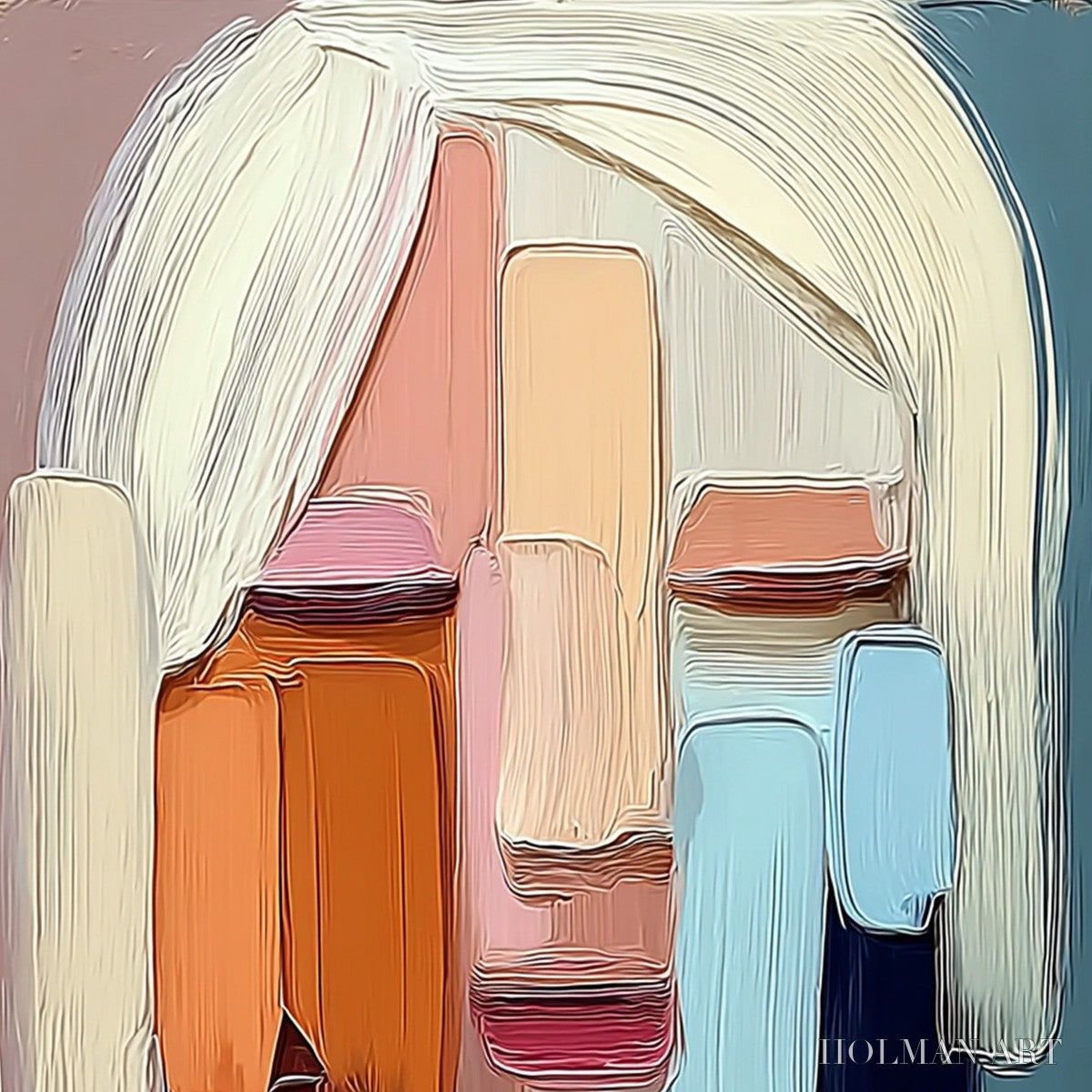 HOLMAN ART Facets – Expressive Abstract Portrait Impasto Oil Painting - image 3