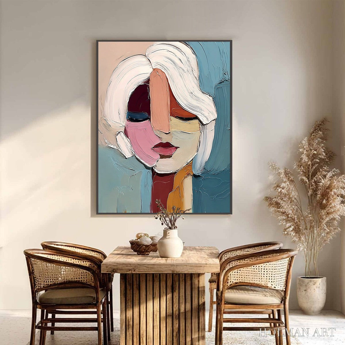 HOLMAN ART Fragmented Gaze – Textured Abstract Portrait Oil Painting for Modern Decor - image 6