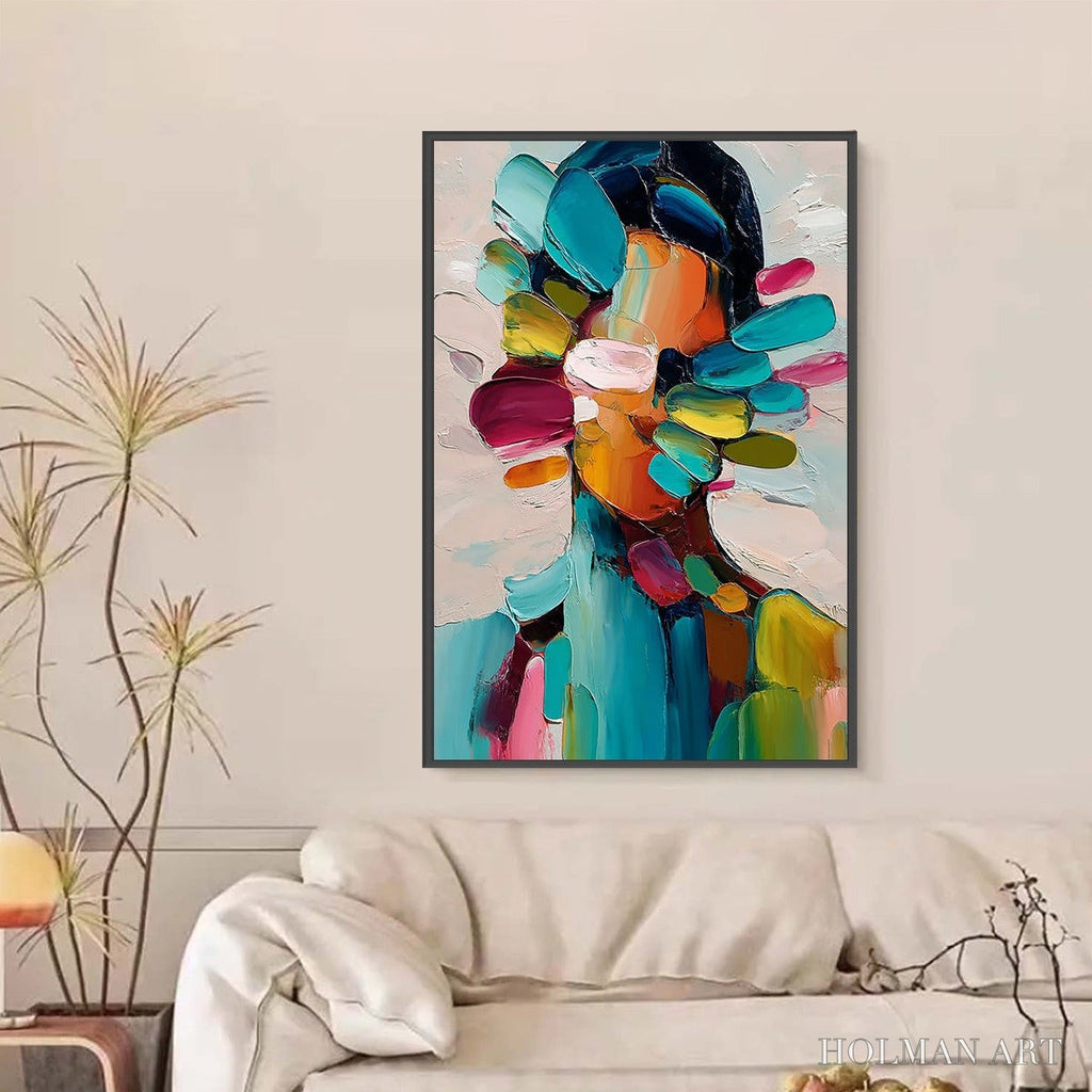 HOLMAN ART Persona in Bloom – Colorful Abstract Portrait Impasto Oil Painting - image 2