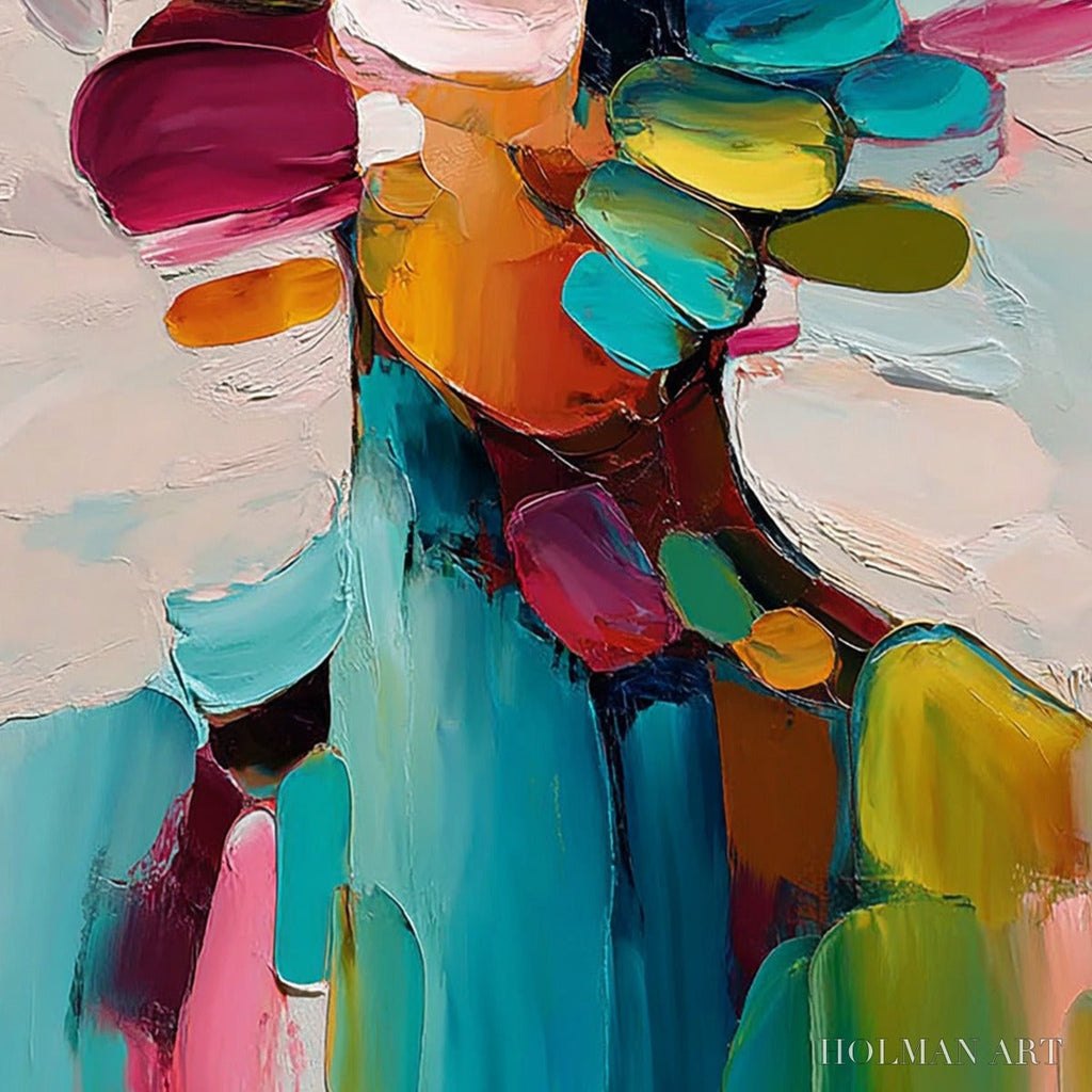 HOLMAN ART Persona in Bloom – Colorful Abstract Portrait Impasto Oil Painting - image 5