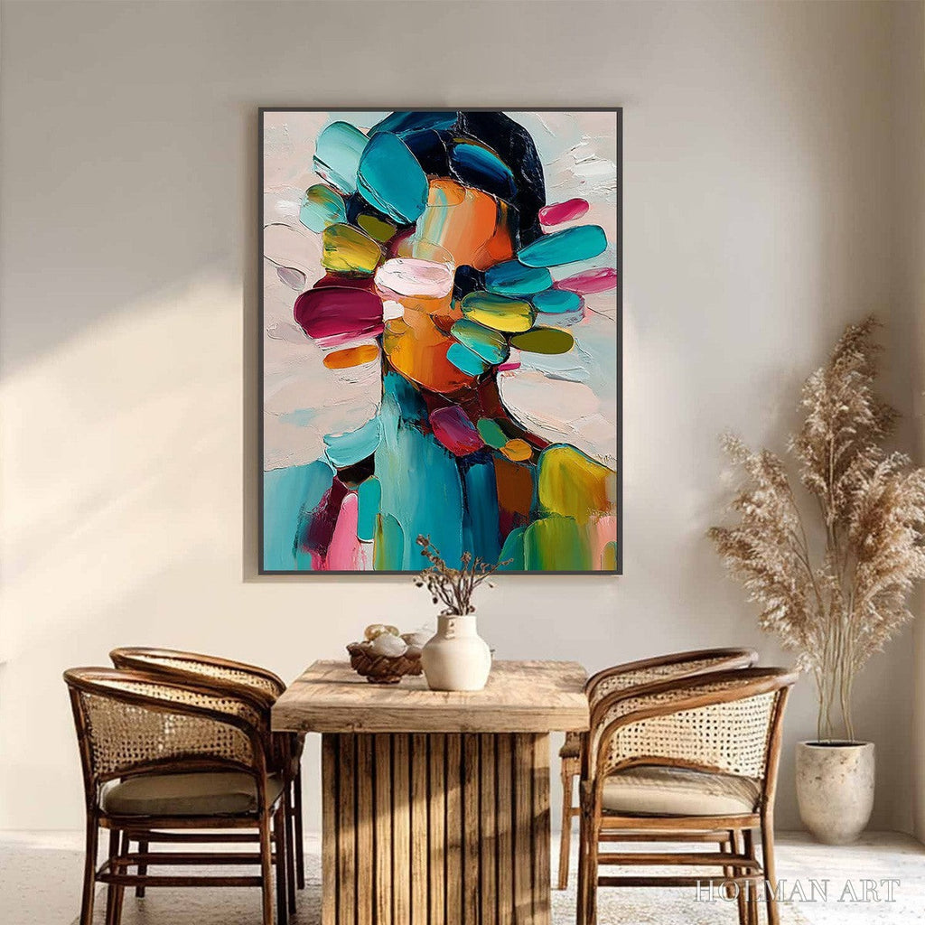 HOLMAN ART Persona in Bloom – Colorful Abstract Portrait Impasto Oil Painting - image 6