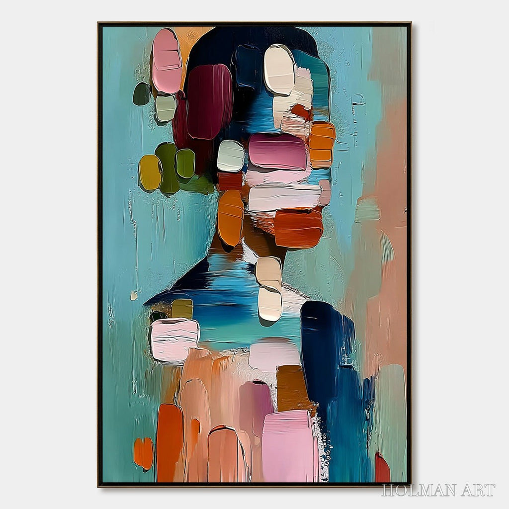 HOLMAN ART Personal Textured Abstract Portrait Impasto Oil Painting - image 1