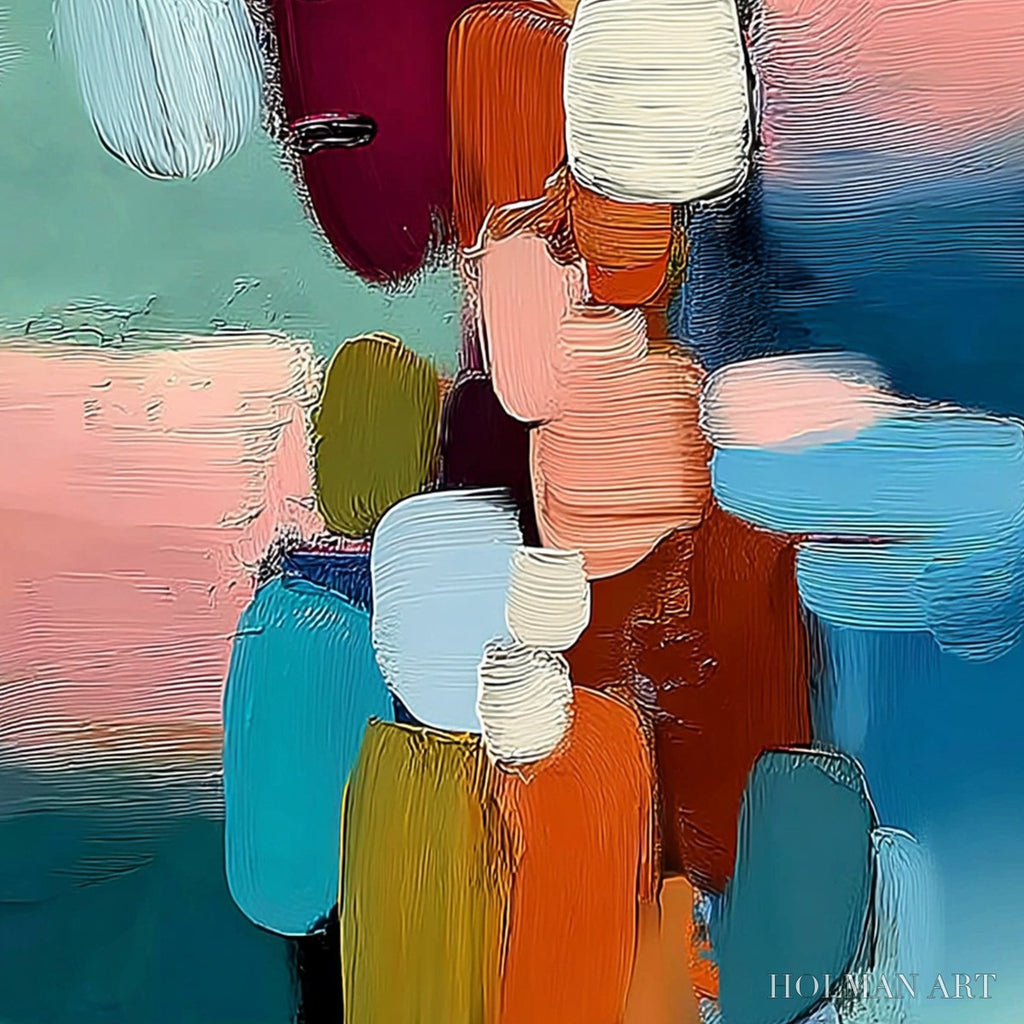 HOLMAN ART Mosaic of Thoughts – Textured Abstract Portrait Painting with Bold Colors - image 5