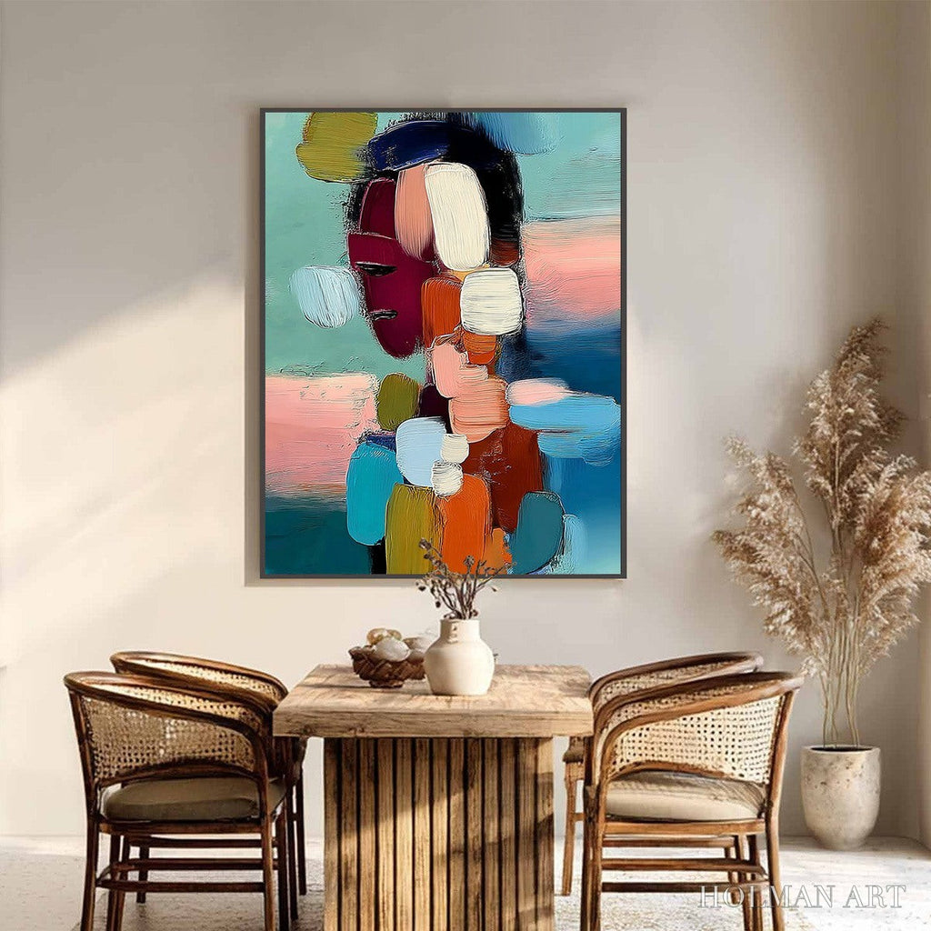 HOLMAN ART Mosaic of Thoughts – Textured Abstract Portrait Painting with Bold Colors - image 6