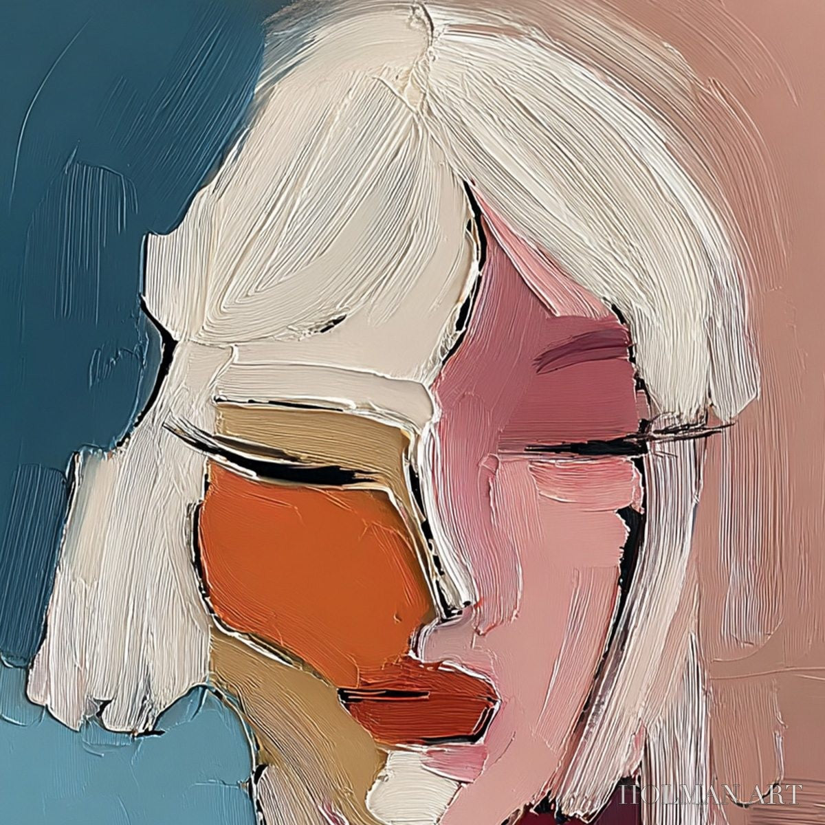 HOLMAN ART Alter Ego – Textured Abstract Portrait Painting of a Woman - image 3