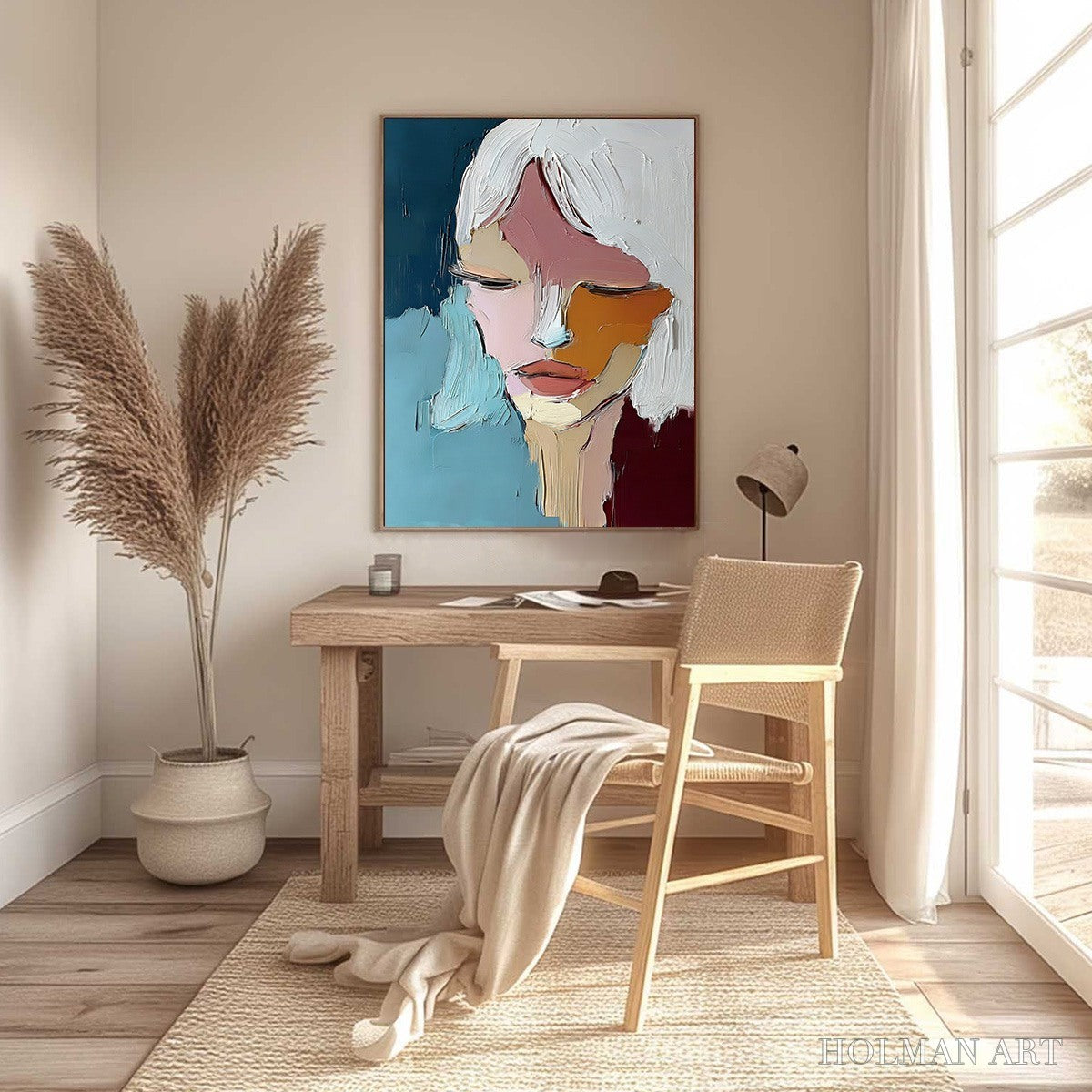 HOLMAN ART Quietude – Textured Abstract Portrait Palette Knife Oil Painting - image 6