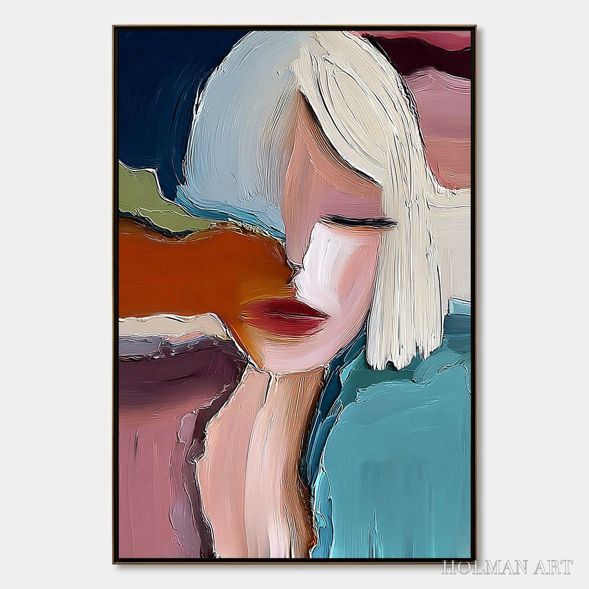 HOLMAN ART Inward – Abstract Figurative Portrait Painting with Thick Texture - image 1