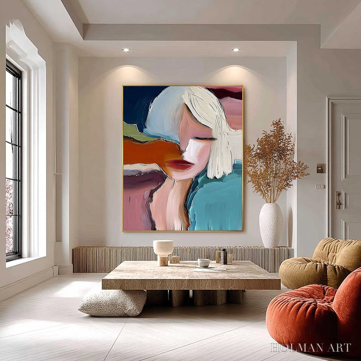 HOLMAN ART Inward – Abstract Figurative Portrait Painting with Thick Texture - image 2