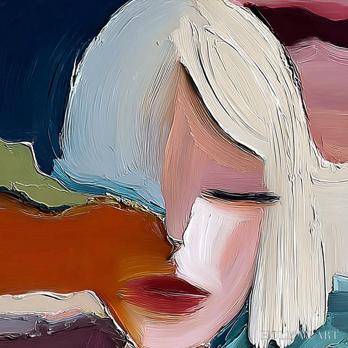 HOLMAN ART Inward – Abstract Figurative Portrait Painting with Thick Texture - image 3