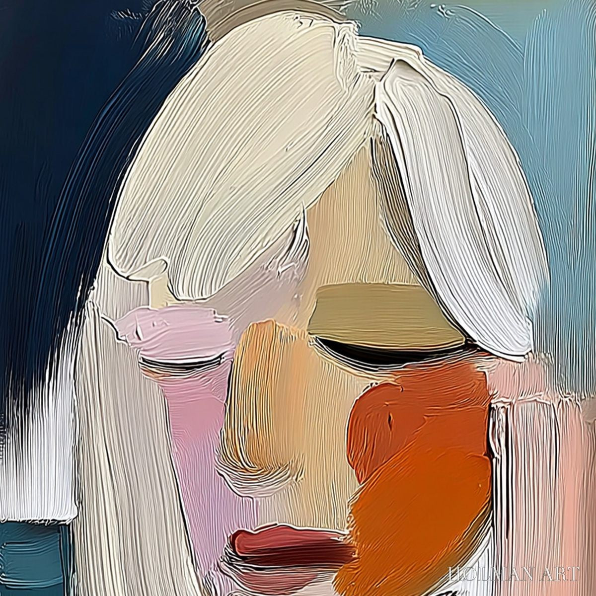 HOLMAN ART Whispers – Expressive Abstract Portrait Impasto Painting - image 3