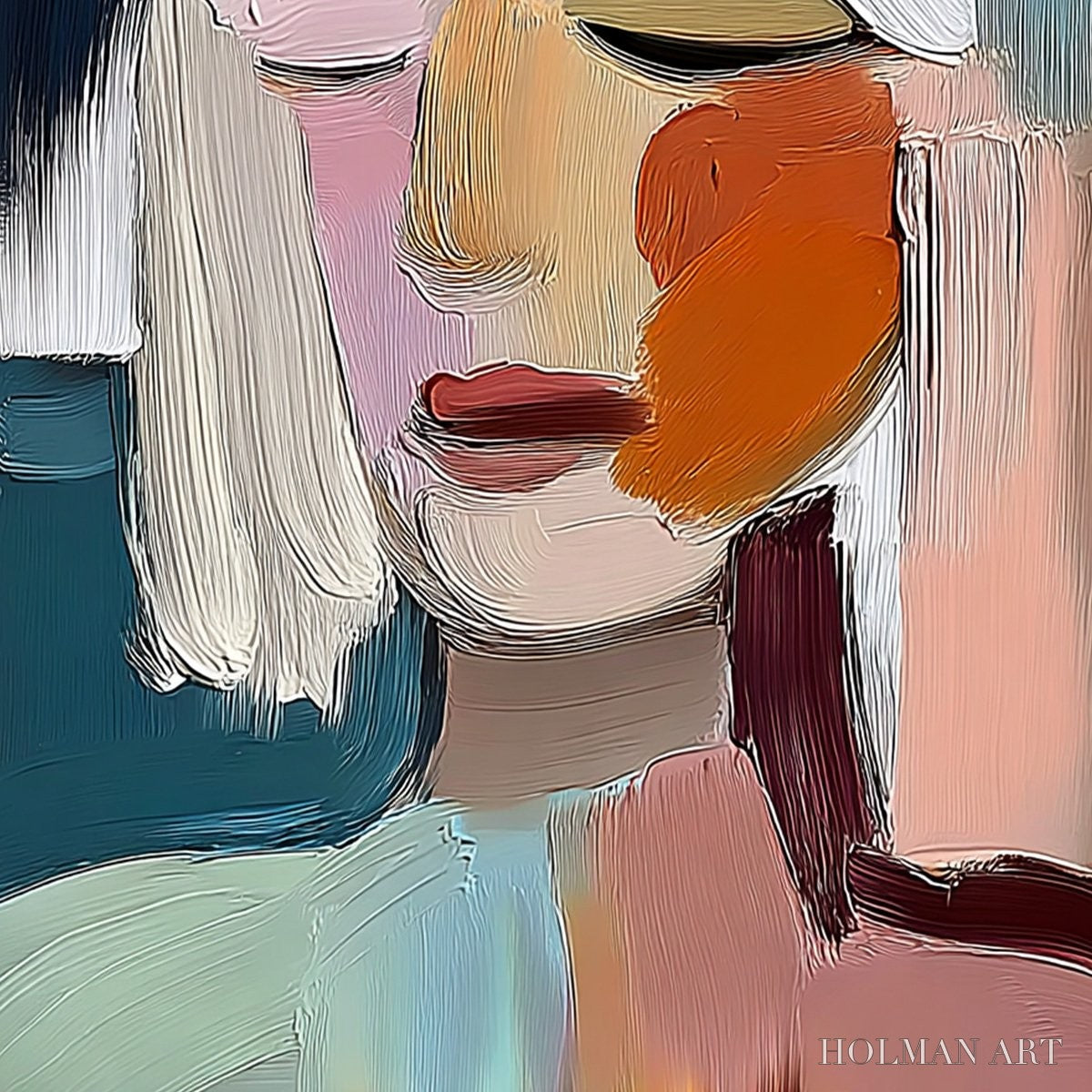 HOLMAN ART Whispers – Expressive Abstract Portrait Impasto Painting - image 5