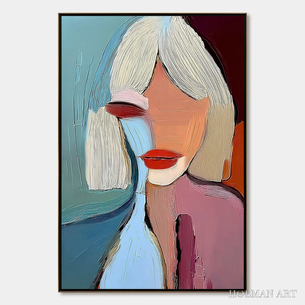 HOLMAN ART Moment in Color – Abstract Textured Portrait Painting of a Woman - image 1
