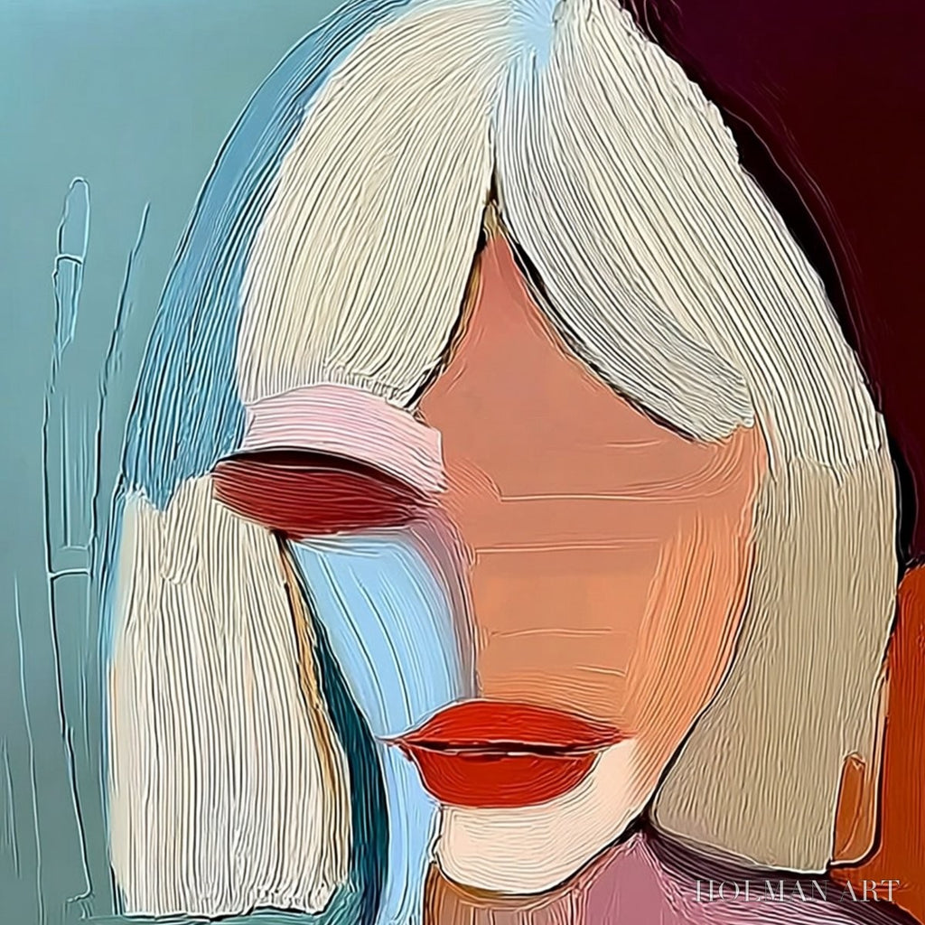 HOLMAN ART Moment in Color – Abstract Textured Portrait Painting of a Woman - image 3