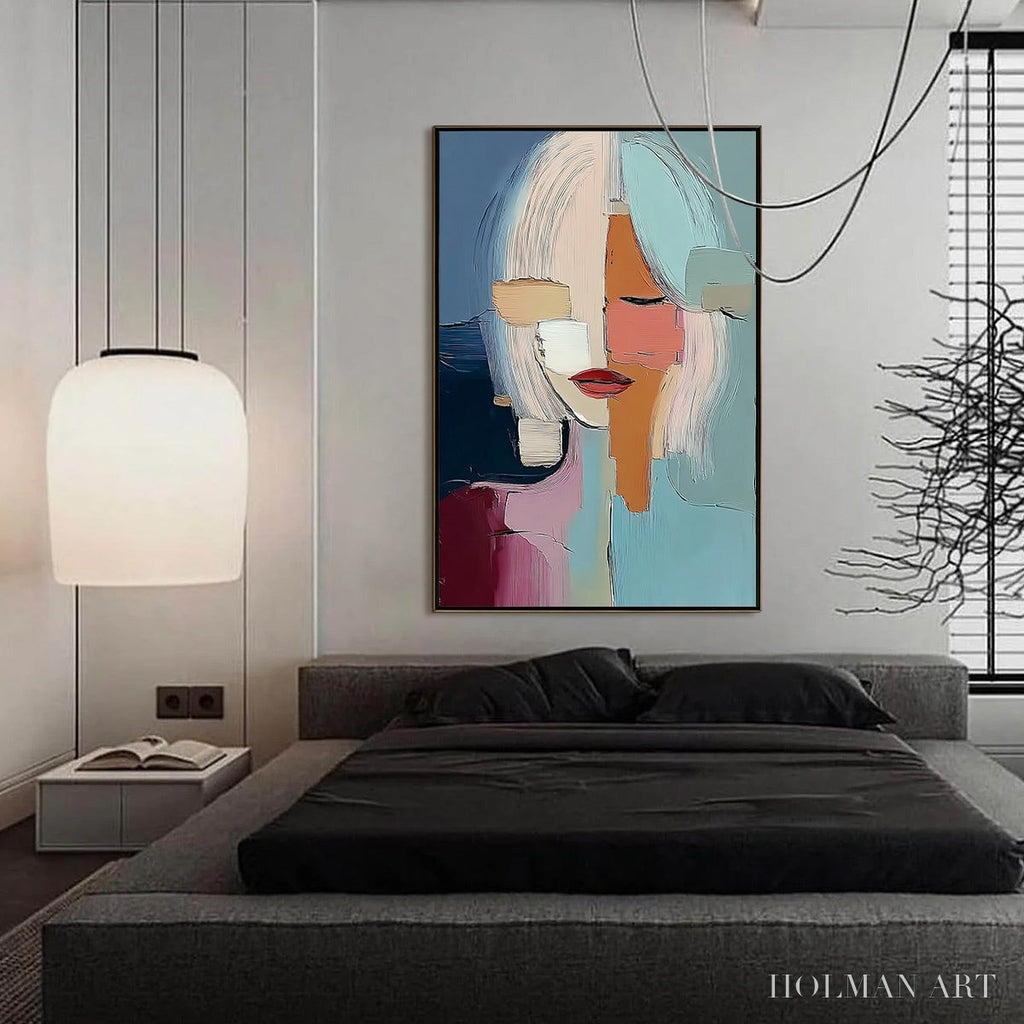 HOLMAN ART Mosaic of Thoughts – Abstract Textured Portrait for Modern Decor - image 6