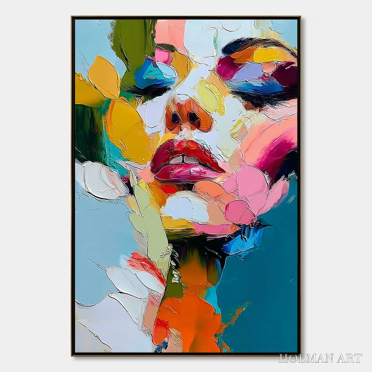 HOLMAN ART Kaleidoscope Soul – Colorful Abstract Impasto Portrait Oil Painting - image 1