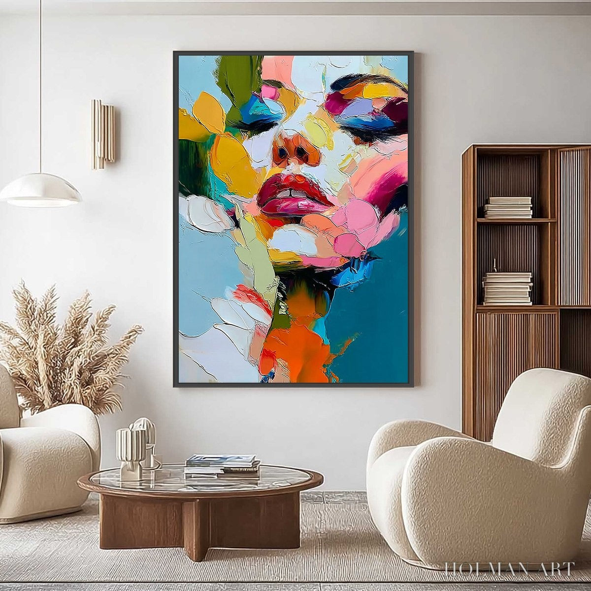 HOLMAN ART Kaleidoscope Soul – Colorful Abstract Impasto Portrait Oil Painting - image 4