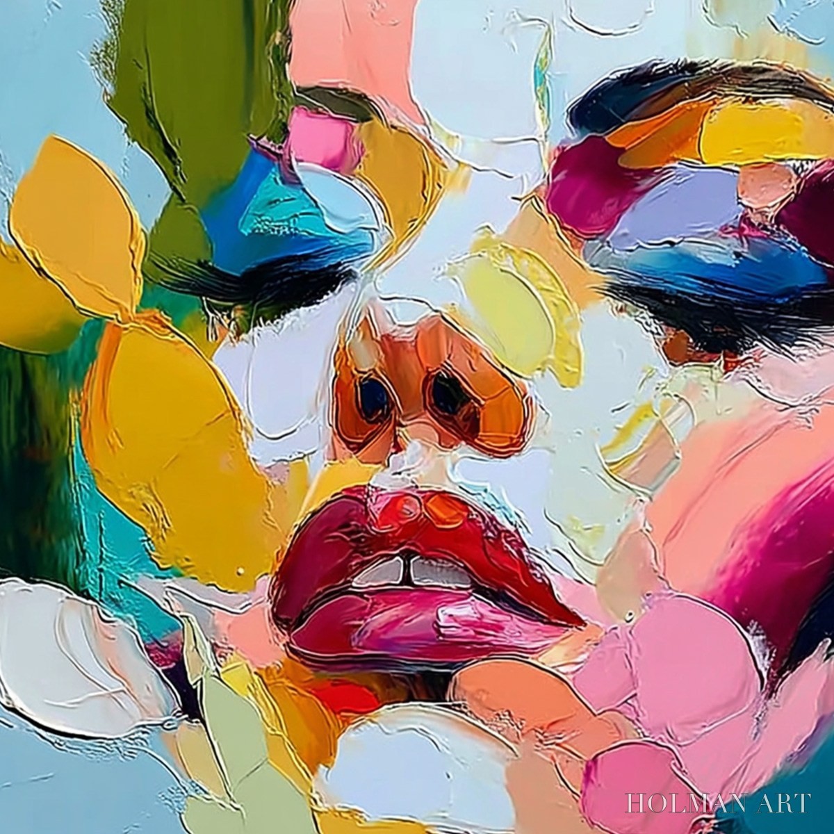 HOLMAN ART Kaleidoscope Soul – Colorful Abstract Impasto Portrait Oil Painting - image 5