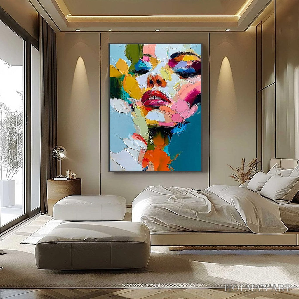 HOLMAN ART Kaleidoscope Soul – Colorful Abstract Impasto Portrait Oil Painting - image 6