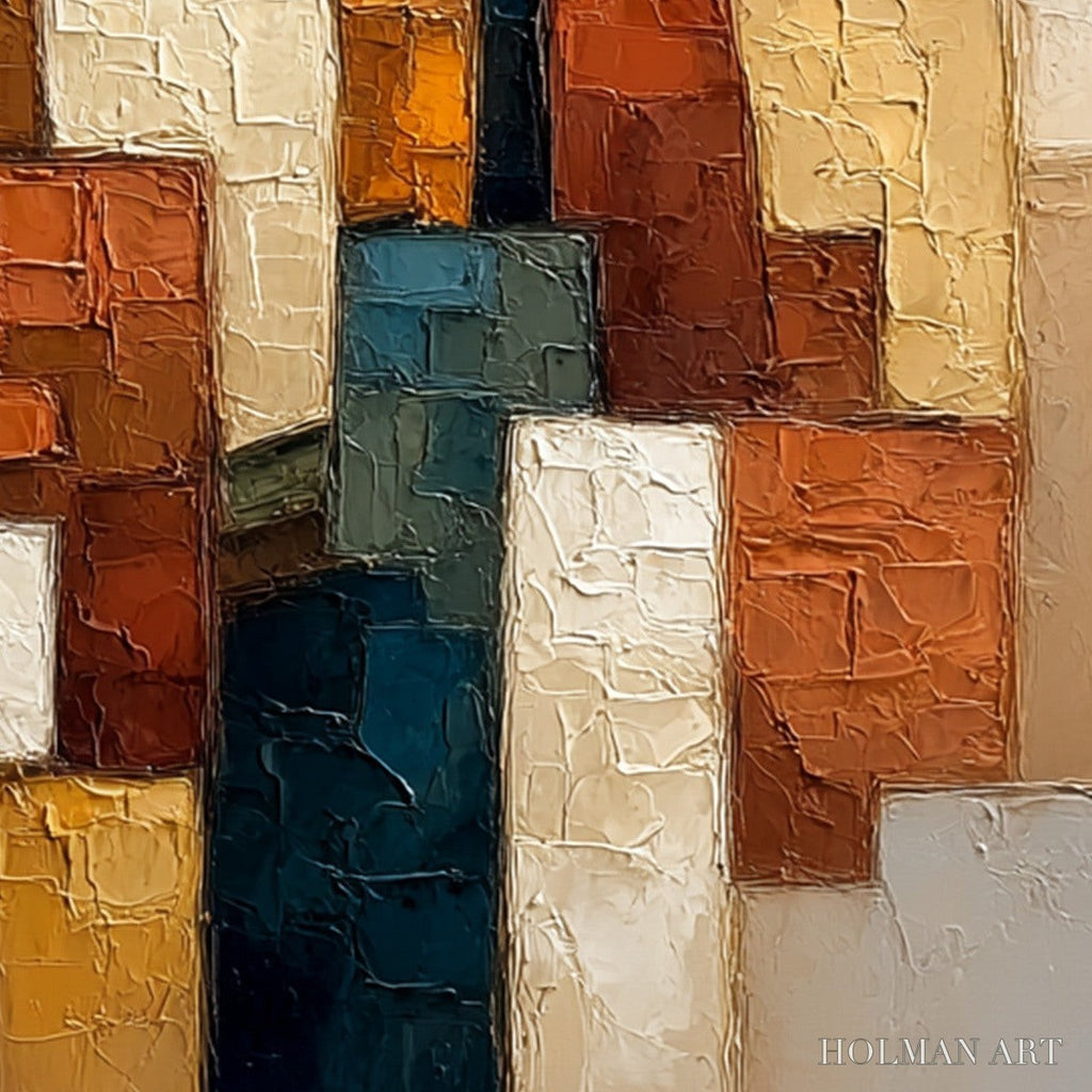 HOLMAN ART the Triad – Textured Geometric Figurative Portrait Painting - image 3