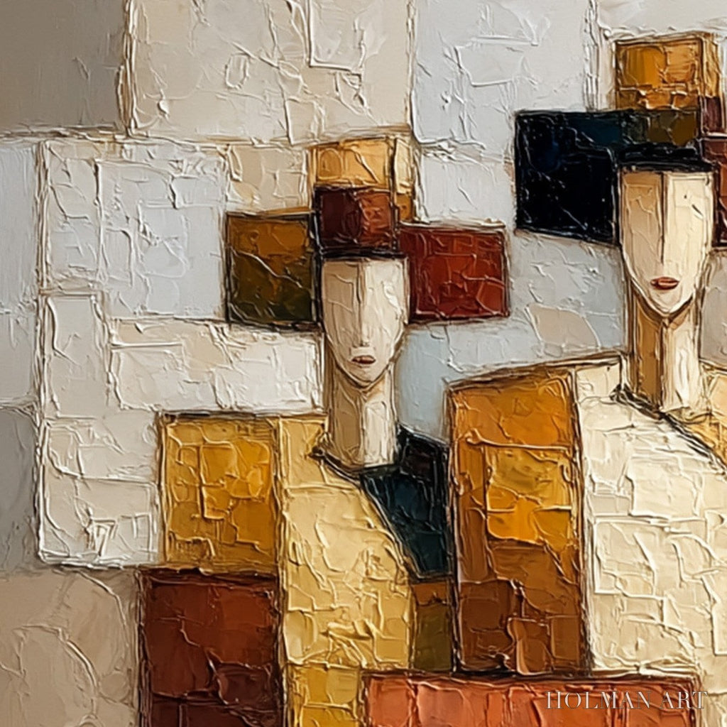 HOLMAN ART the Triad – Textured Geometric Figurative Portrait Painting - image 5