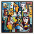 HOLMAN ART Mosaic of Minds – Colorful Abstract Figurative Faces Oil Painting - image 1