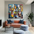 HOLMAN ART Mosaic of Minds – Colorful Abstract Figurative Faces Oil Painting - image 2