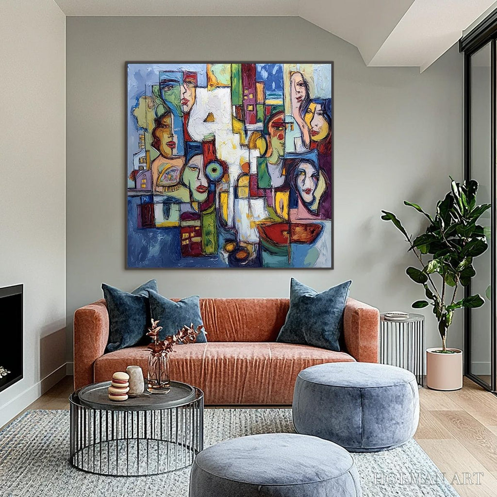 HOLMAN ART Urban Mosaic – Large Square Abstract Figurative - image 2