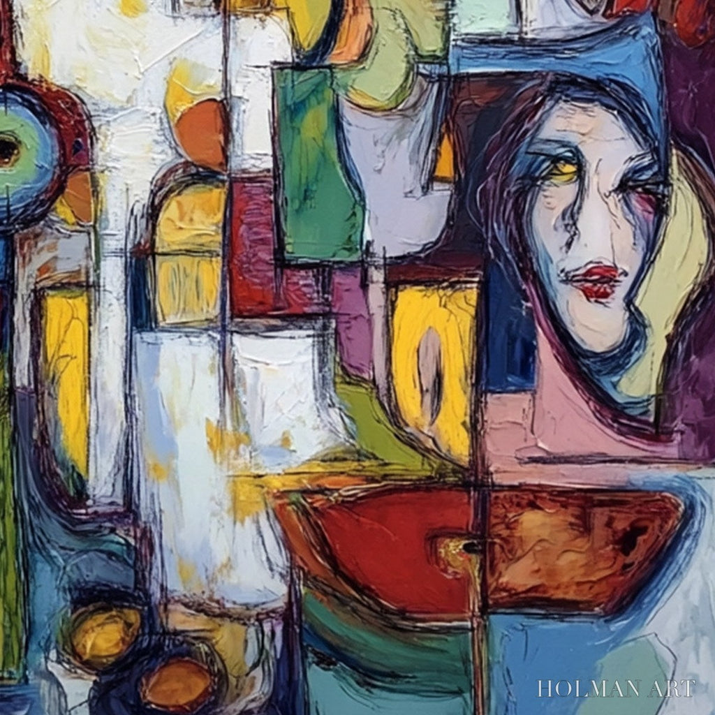 HOLMAN ART Urban Mosaic – Large Square Abstract Figurative - image 3