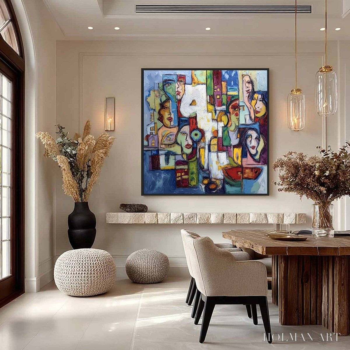 HOLMAN ART Urban Mosaic – Large Square Abstract Figurative - image 4