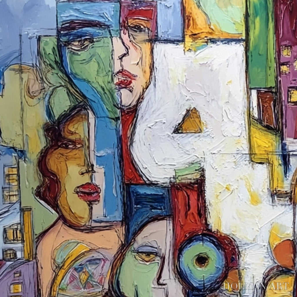 HOLMAN ART Urban Mosaic – Large Square Abstract Figurative - image 5
