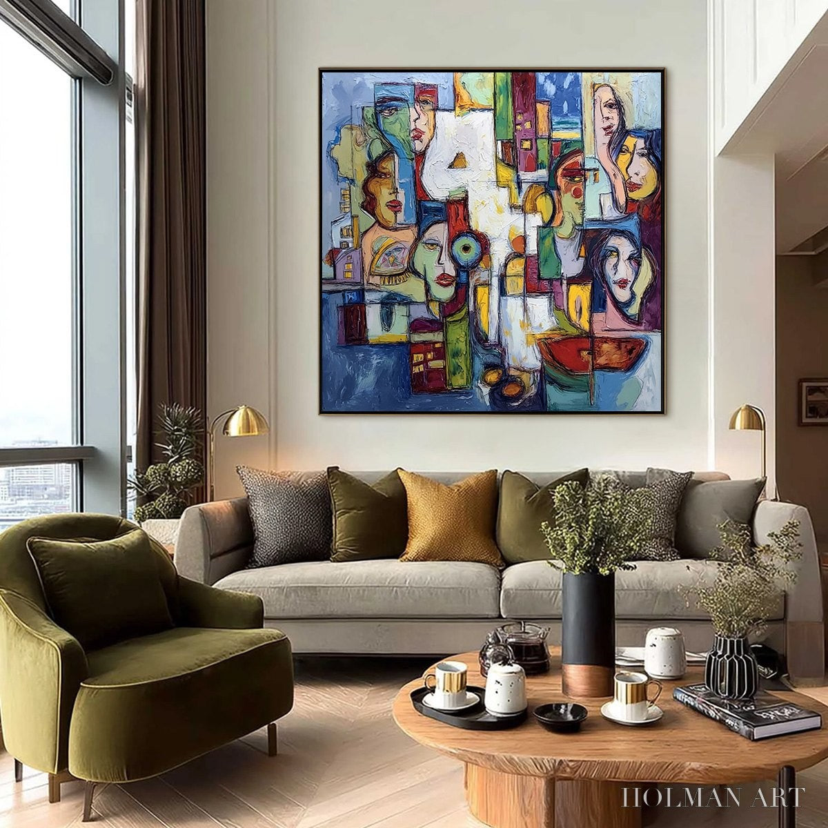 HOLMAN ART Urban Mosaic – Large Square Abstract Figurative - image 6