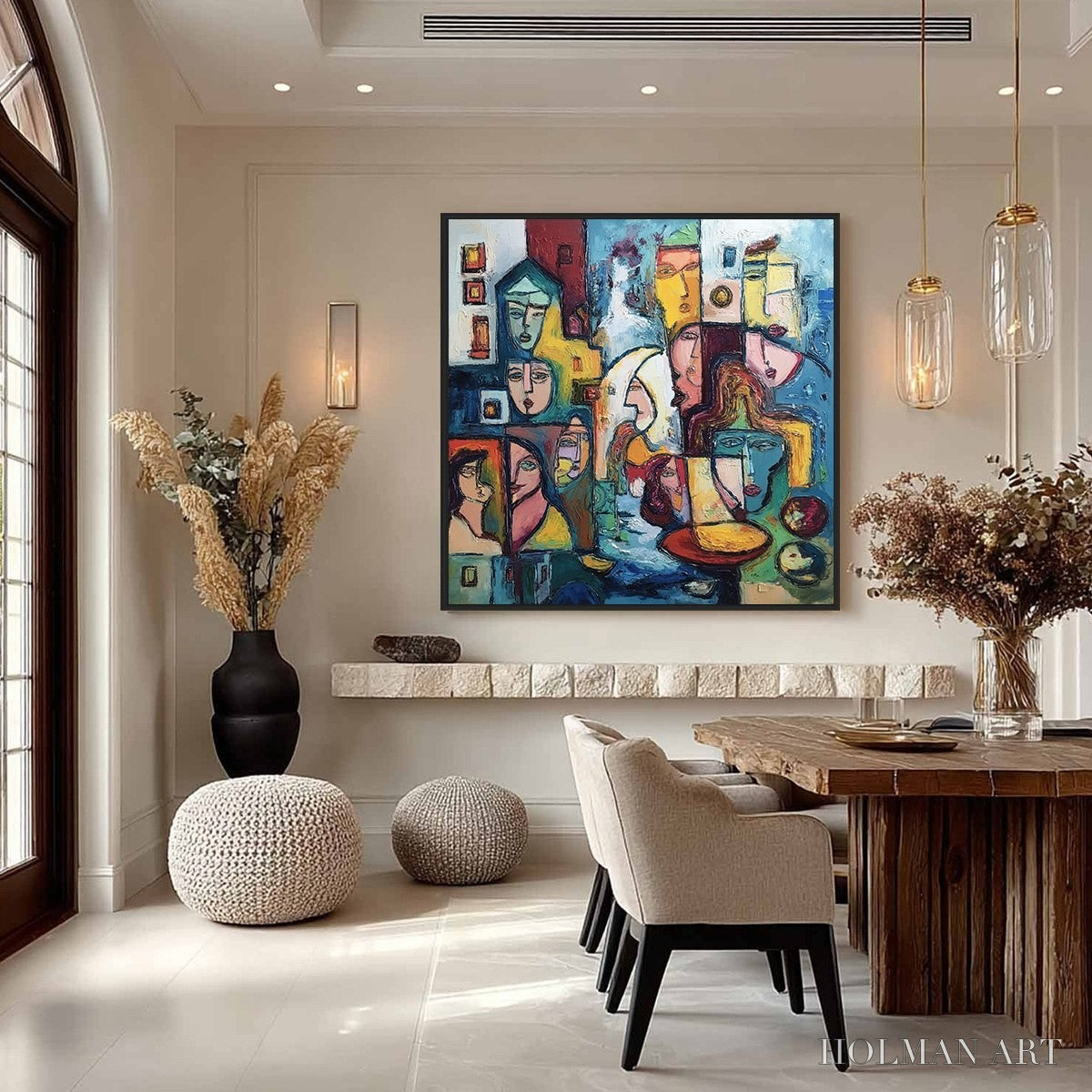 HOLMAN ART Urban Mosaic – Colorful Abstract Figurative Impasto Painting - image 4