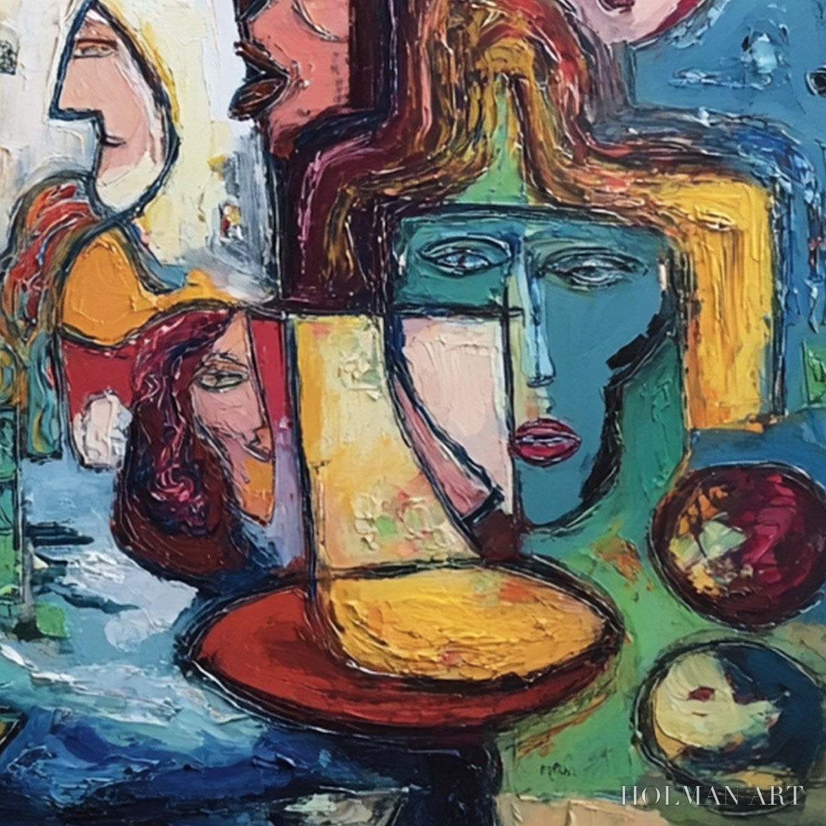 HOLMAN ART Urban Mosaic – Colorful Abstract Figurative Impasto Painting - image 5