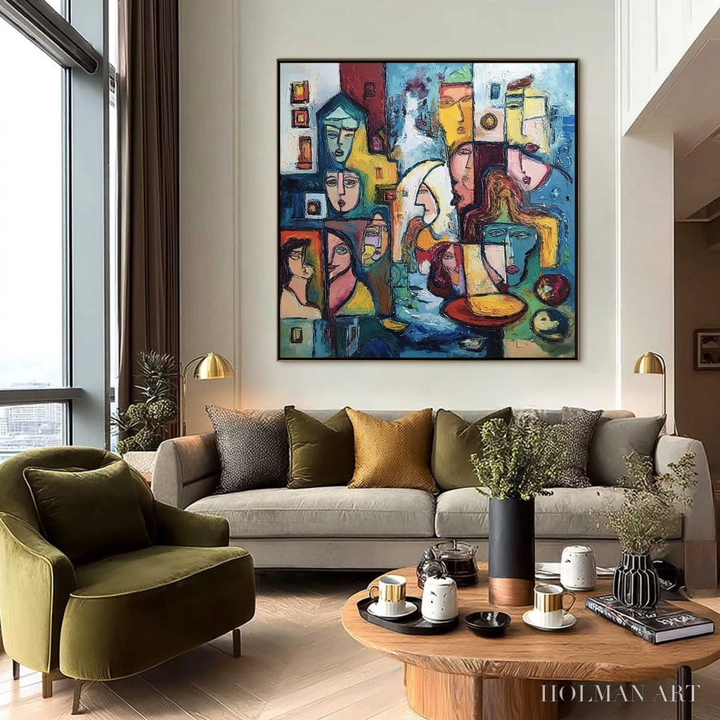 HOLMAN ART Urban Mosaic – Colorful Abstract Figurative Impasto Painting - image 6
