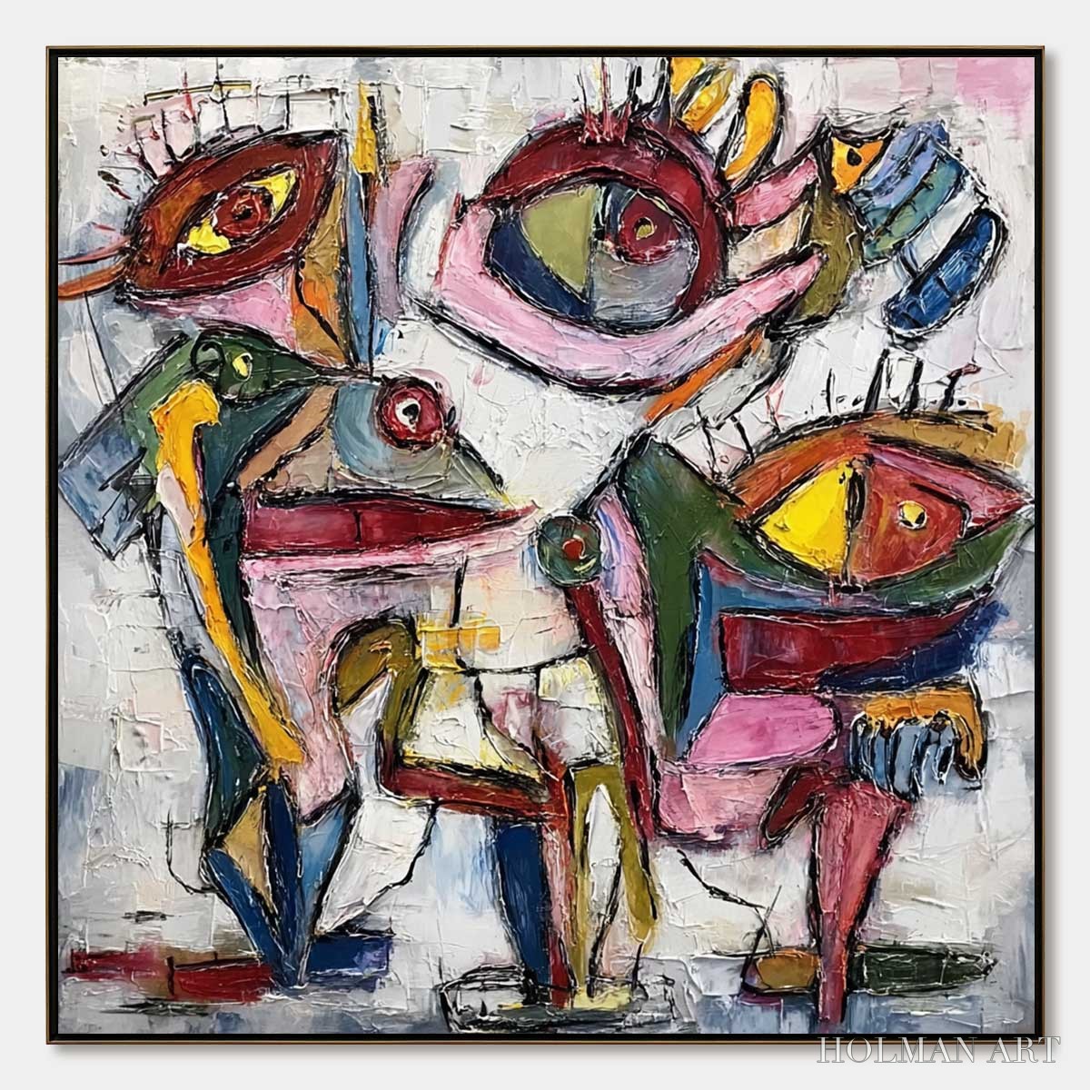 HOLMAN ART Fractured Gaze – Colorful Textured Abstract Figurative Impasto - image 1