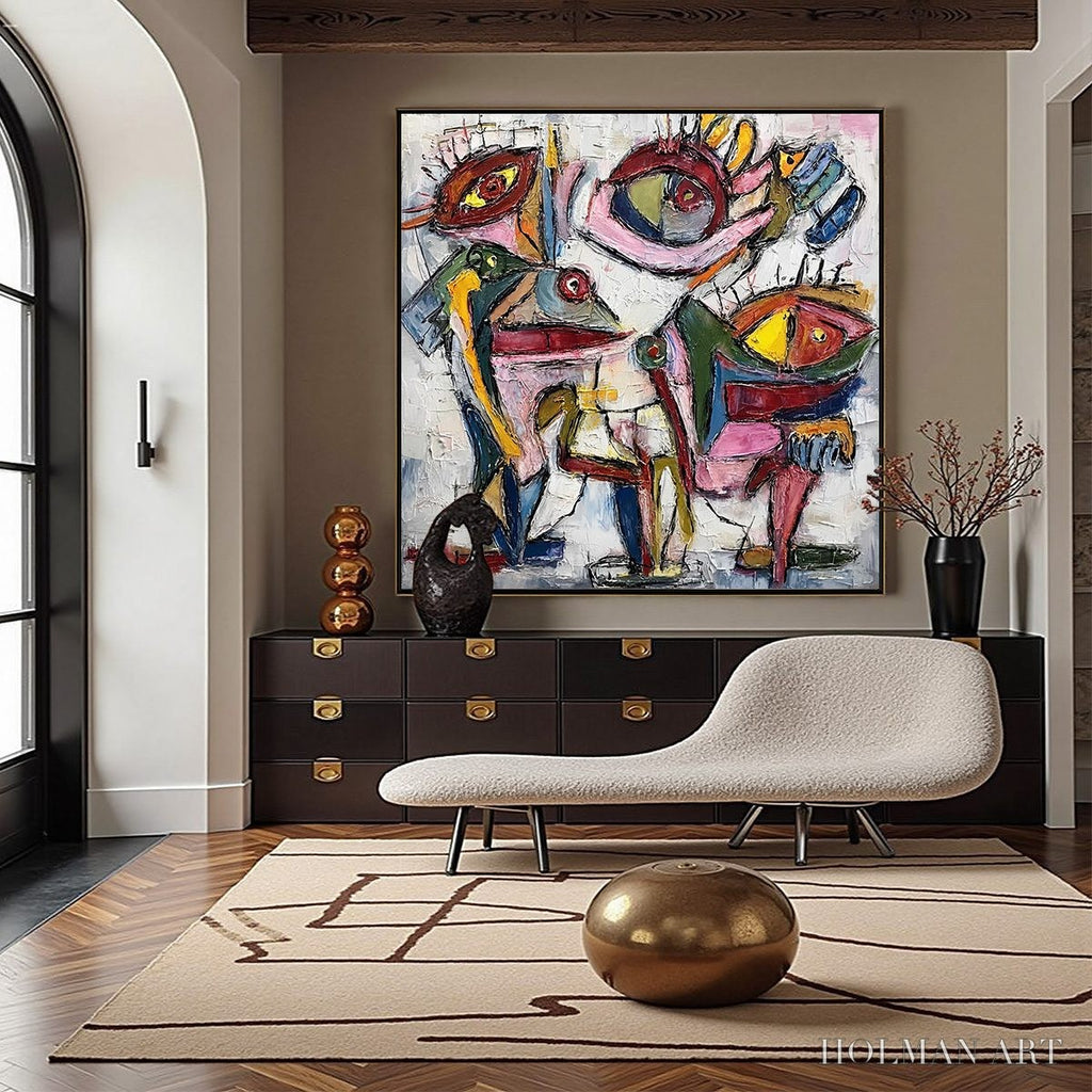 HOLMAN ART Fractured Gaze – Colorful Textured Abstract Figurative Impasto - image 2