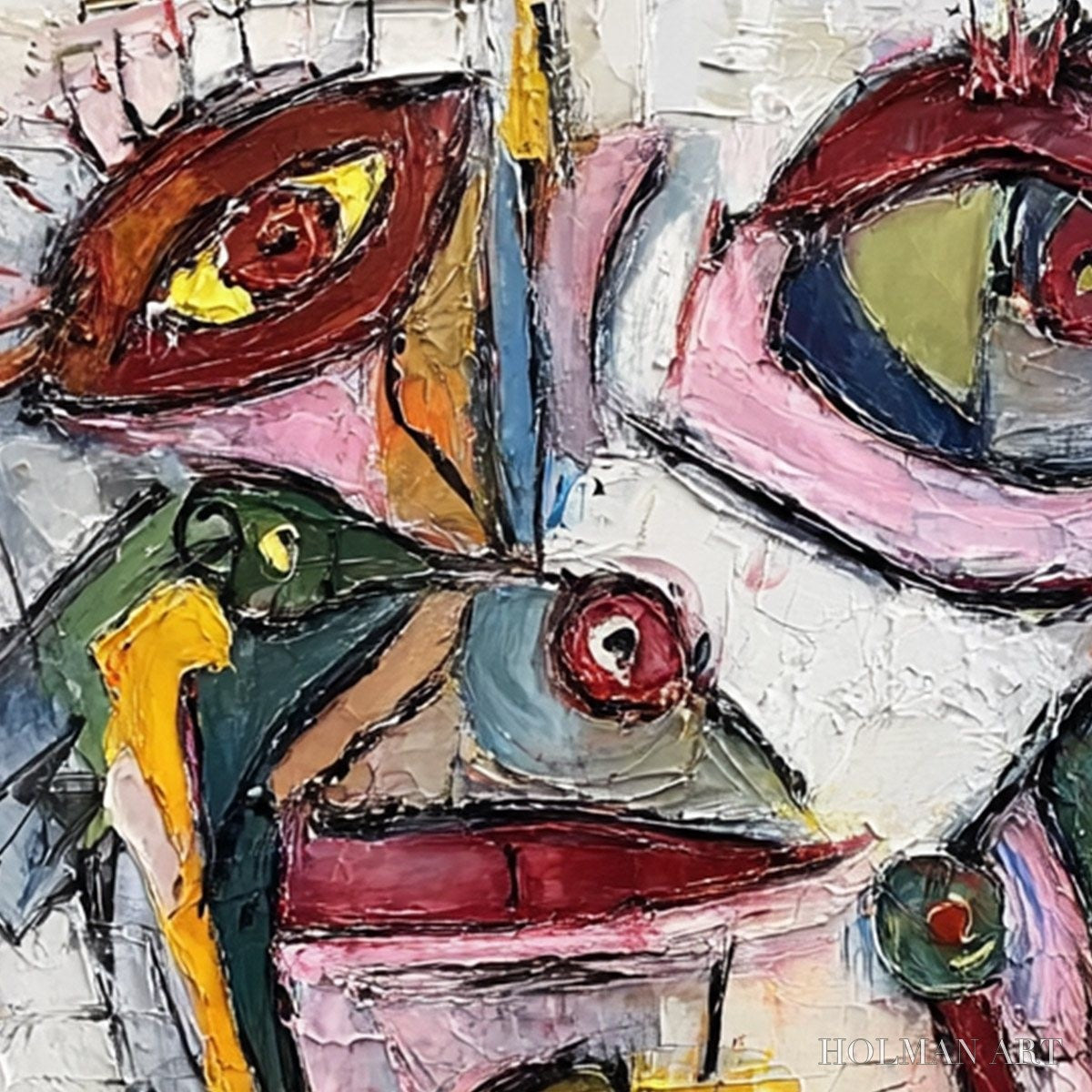 HOLMAN ART Fractured Gaze – Colorful Textured Abstract Figurative Impasto - image 3