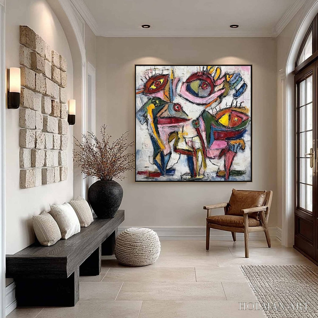 HOLMAN ART Fractured Gaze – Colorful Textured Abstract Figurative Impasto - image 4