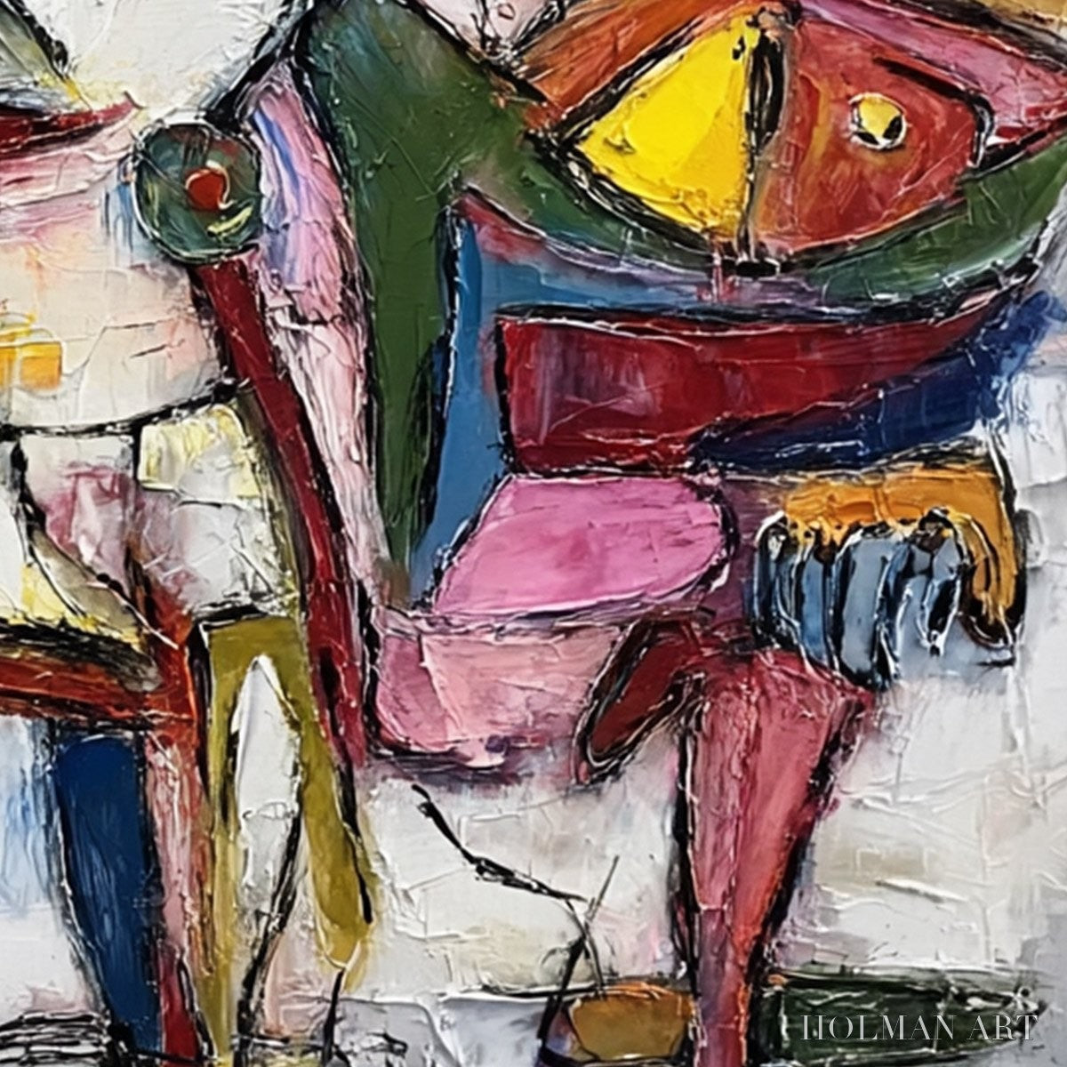 HOLMAN ART Fractured Gaze – Colorful Textured Abstract Figurative Impasto - image 5